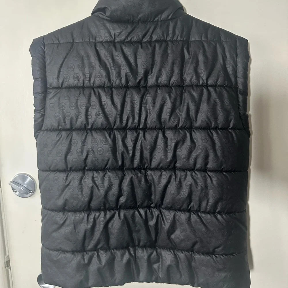 Michael Kors Black Puffer Vest with Gold Accents